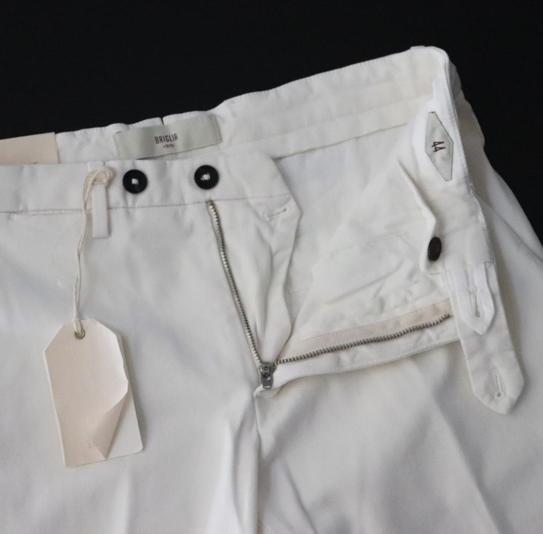 新品【ブリリア 1949】 秋冬コットンツイル ノープリーツパンツ 白 44