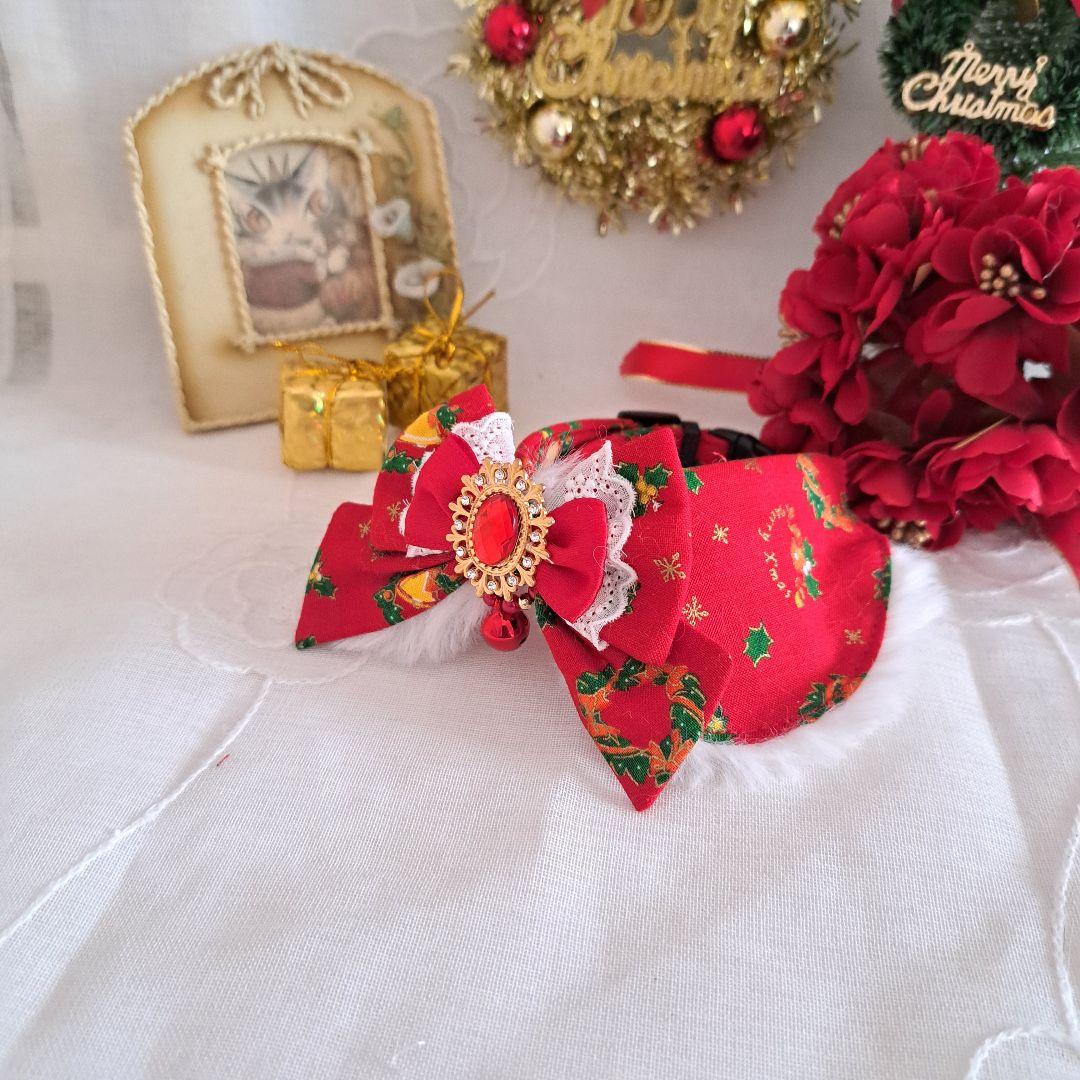 クリスマスシリーズ(クリスマスリース)わんちゃん猫ちゃん用襟つき首輪