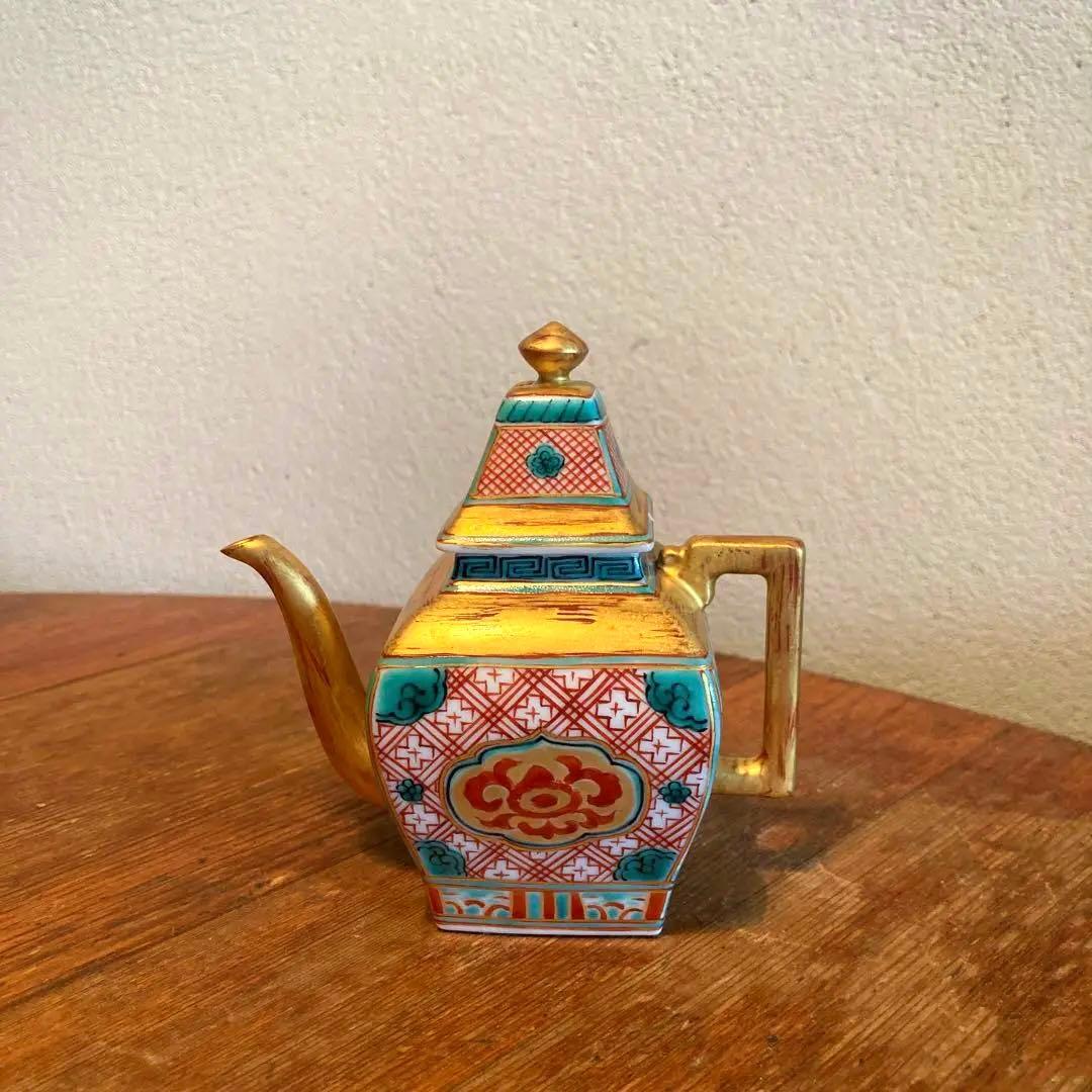 仙盞瓶 せんさんびん　赤小波金襴手　尚古　水坂屋　洛陶軒　京焼　松本石亭