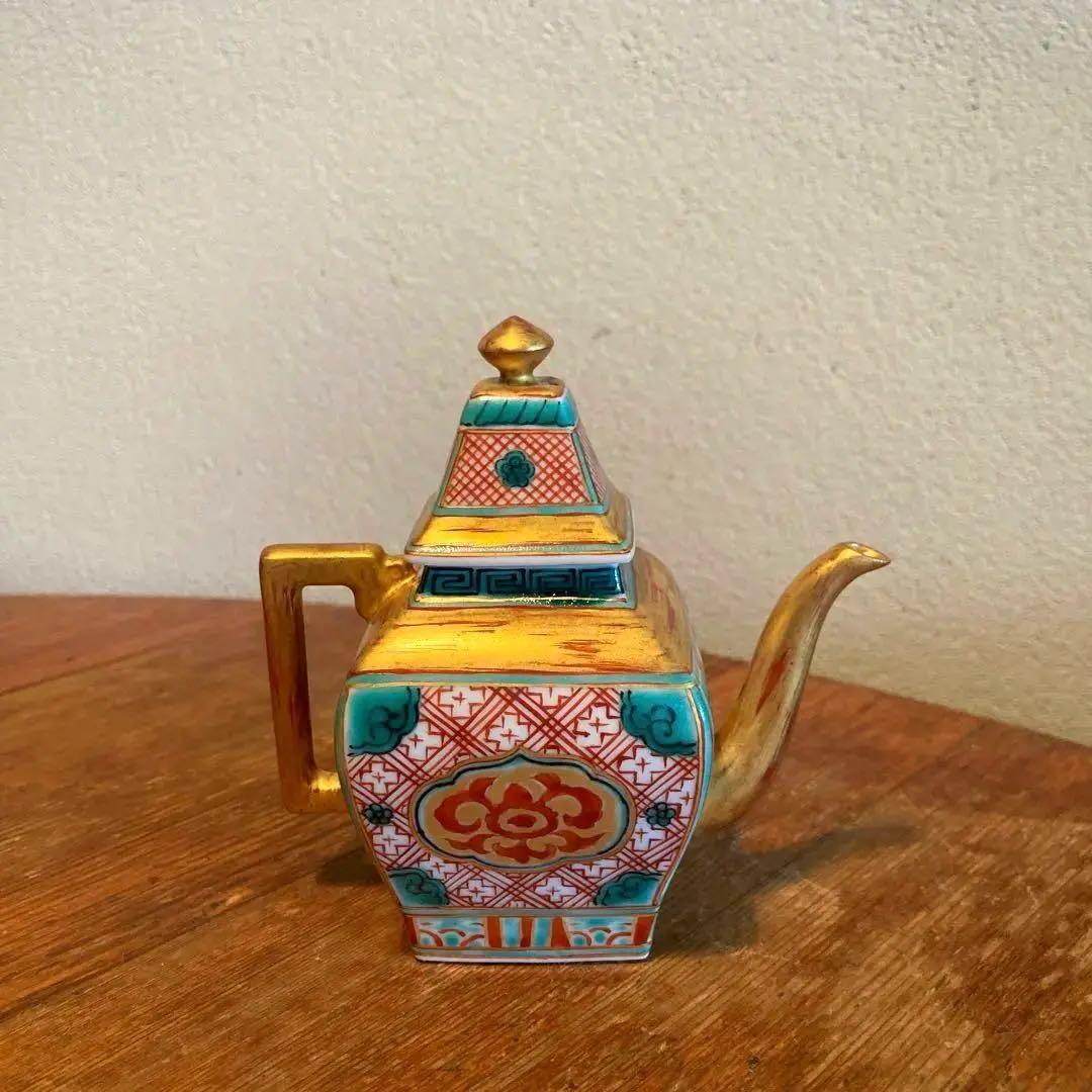 仙盞瓶 せんさんびん　赤小波金襴手　尚古　水坂屋　洛陶軒　京焼　松本石亭