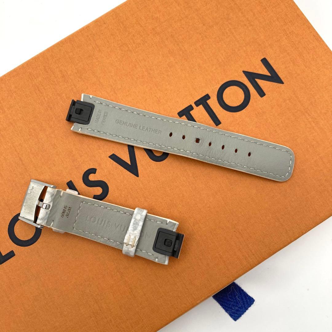 美品 ルイヴィトン タンブール ベルト モノグラム ワンタッチ ホワイト グレー