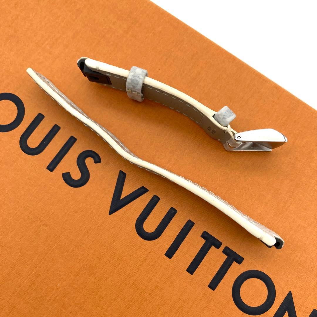 美品 ルイヴィトン タンブール ベルト モノグラム ワンタッチ ホワイト グレー