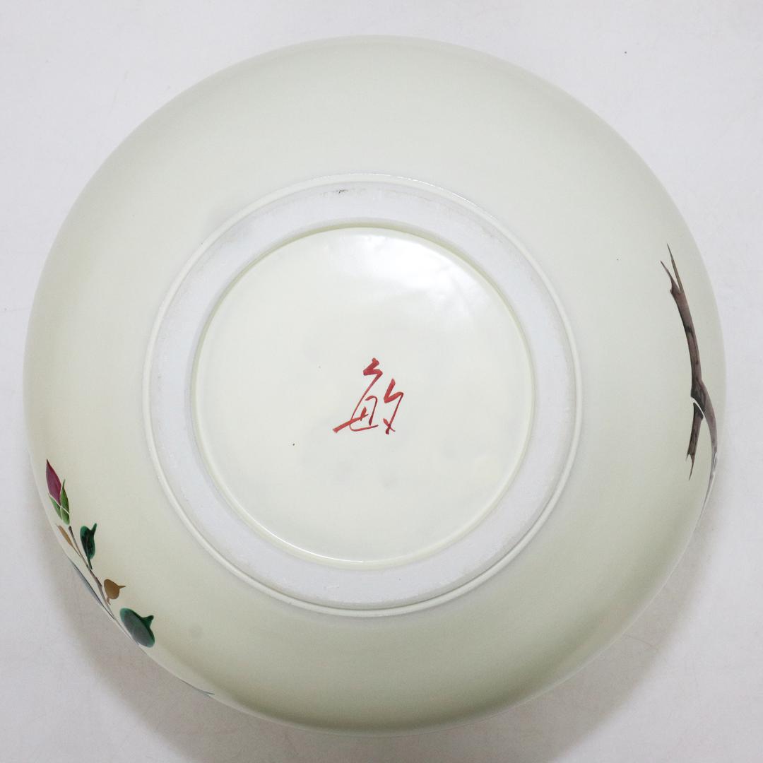 九谷焼 武腰敏昭 花入 山茶花の図 花器 共箱 共布