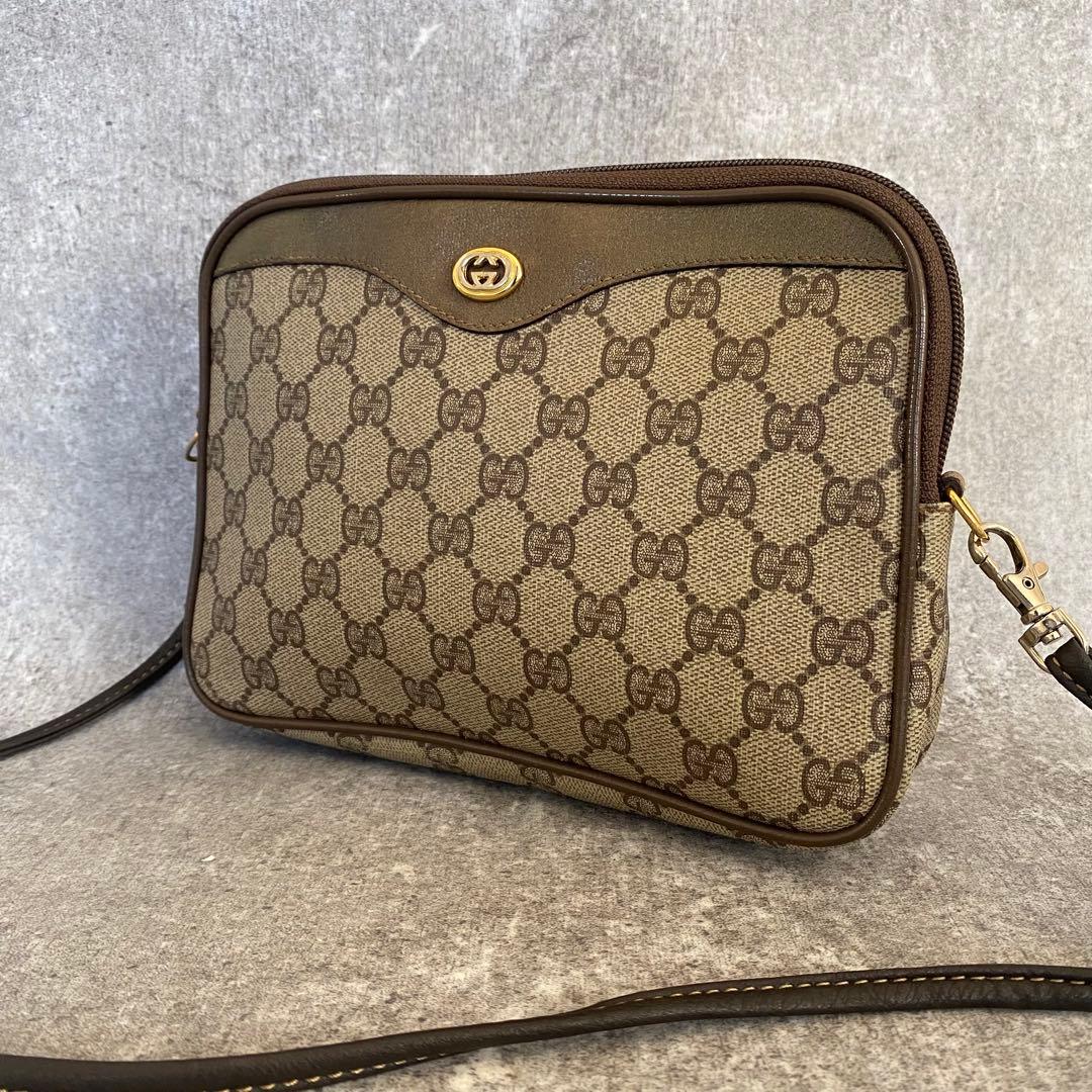 GUCCI ショルダー バッグ　GGスプリーム　インターロッキング　レザー