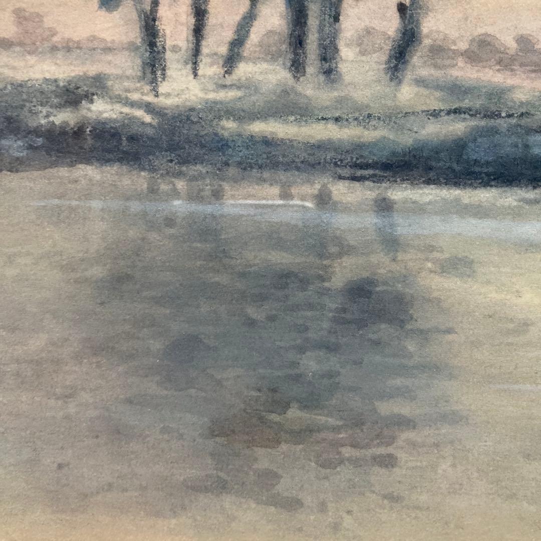 日本画 作者不詳(印あり) 風景画　額縁57×64絵37×44cm