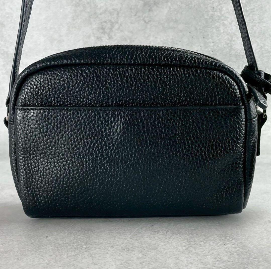 未使用級 アニエスベー クロスボディ ショルダーバッグ カメラバッグ ロゴ 牛革