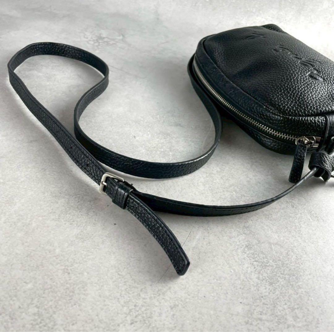 未使用級 アニエスベー クロスボディ ショルダーバッグ カメラバッグ ロゴ 牛革