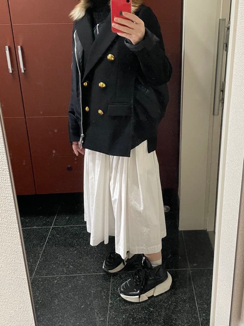 コムデギャルソン　ギャザー　スカート　ホワイト　サイズS