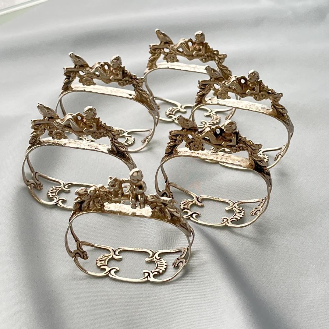 【ALBO】 天使と鳥 / 天童とリスのナプキンリング　6個【純銀】