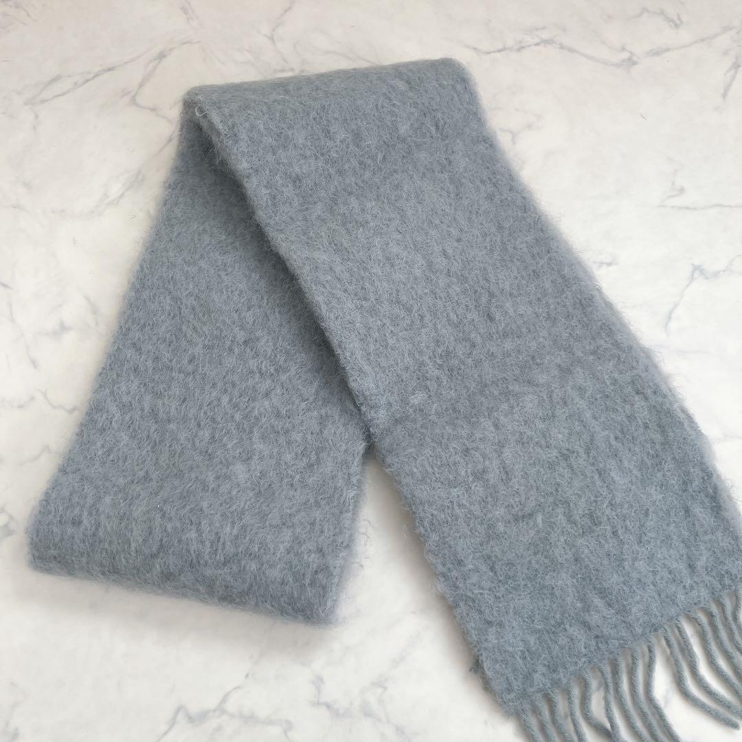 LOEWE ロエベ モヘヤ ウール マフラー アナグラム レザー ロゴ