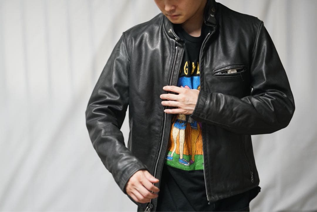Schott 641 ボアライナー付 シングル ライダースジャケット 36