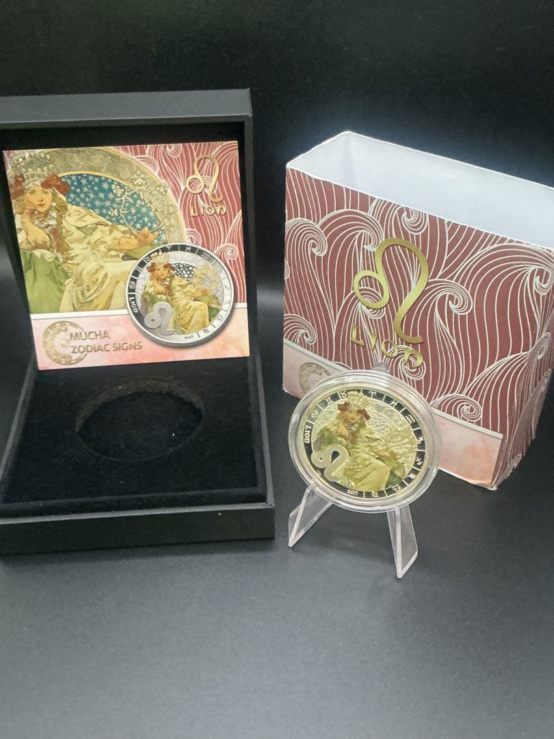 ミュシャ × 黄道十二宮 ― 獅子座、Leo　銀メッキ付き白銅貨