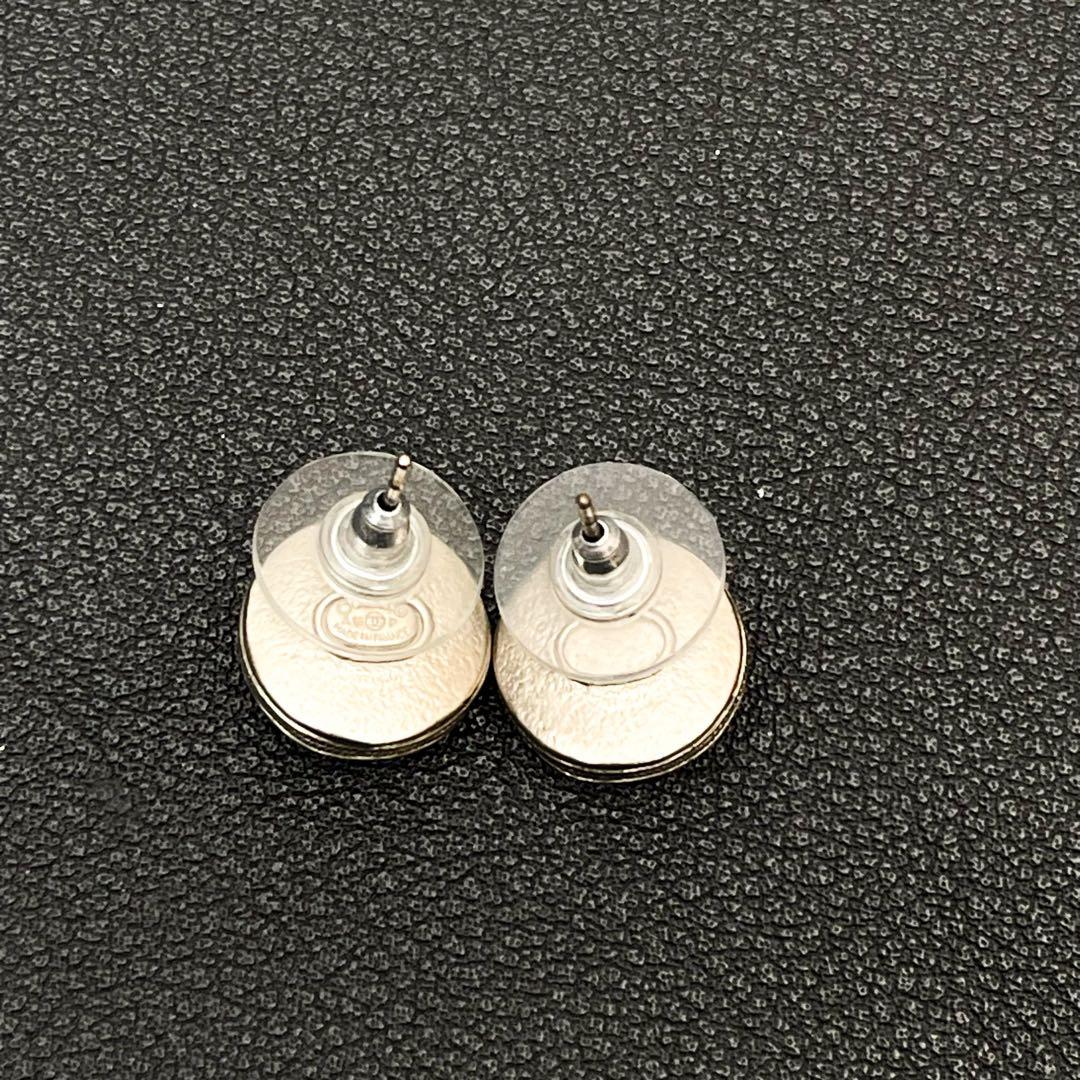 美品 シャネル ココマーク ピアス A18P サークル ラインストーン パール.