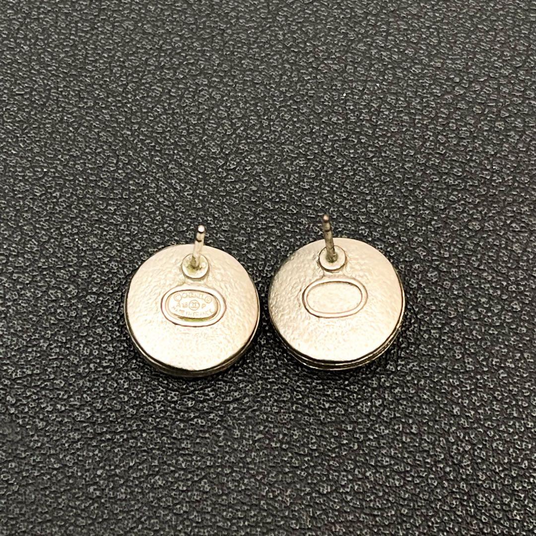 美品 シャネル ココマーク ピアス A18P サークル ラインストーン パール.