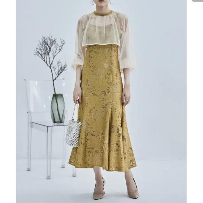 etoll. 結婚式 ワンピース 3wayシフォンボレロ&レースキャミドレス S