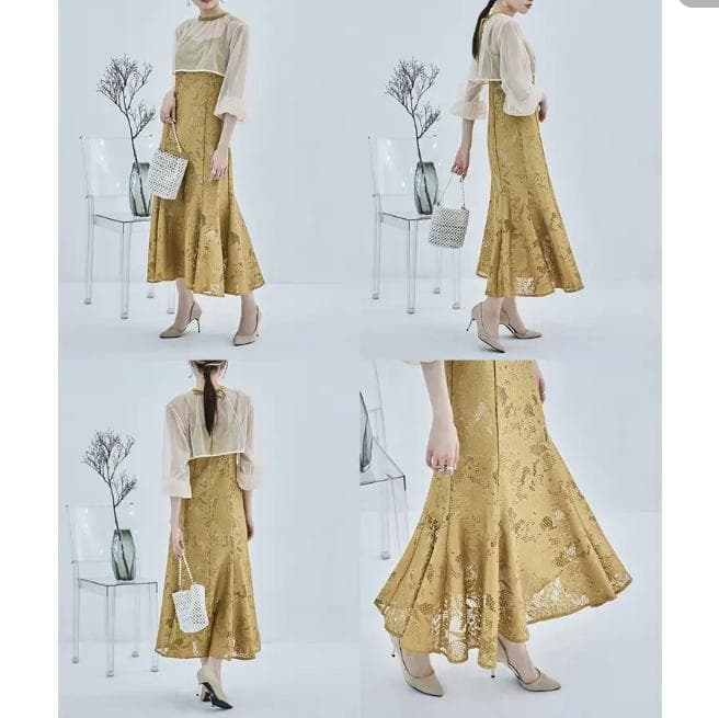 etoll. 結婚式 ワンピース 3wayシフォンボレロ&レースキャミドレス S