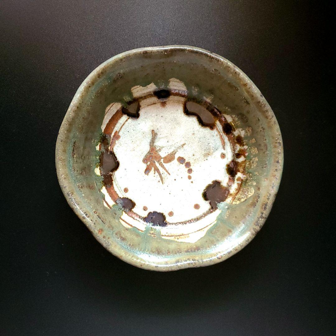 茶道具 緑釉 草花文 亀甲鉢 菓子鉢 広永窯  川北半泥子の窯 菓子器 陶芸