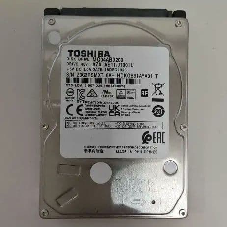 内蔵型ハードディスクドライブ TOSHIBA MQ01ABD200 2000GB HDD 5400RPM