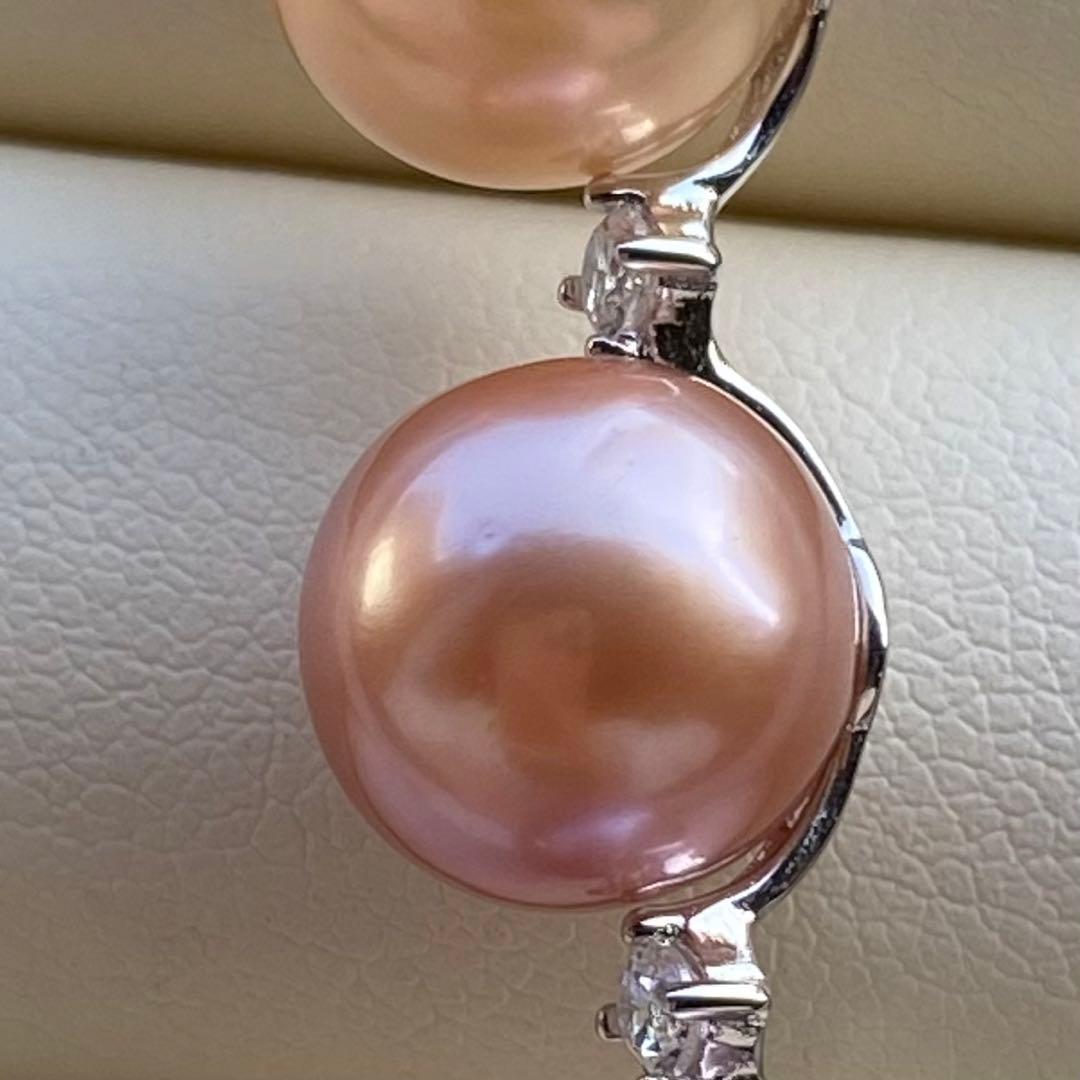 本真珠　淡水エジソンパール　3粒パールネックレストップPT578