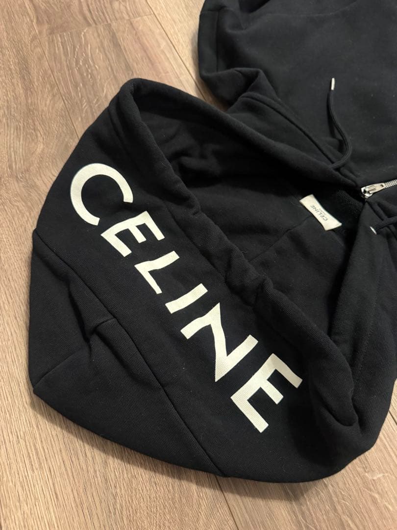 CELINE 21SS フードロゴジップパーカー ブラック 2Y497052H