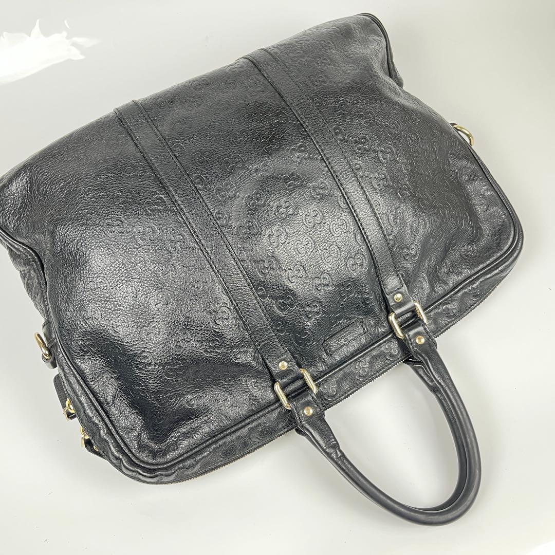 【極美品】GUCCIグッチシマ ビジネスバッグ レザー ブラック シルバー金具