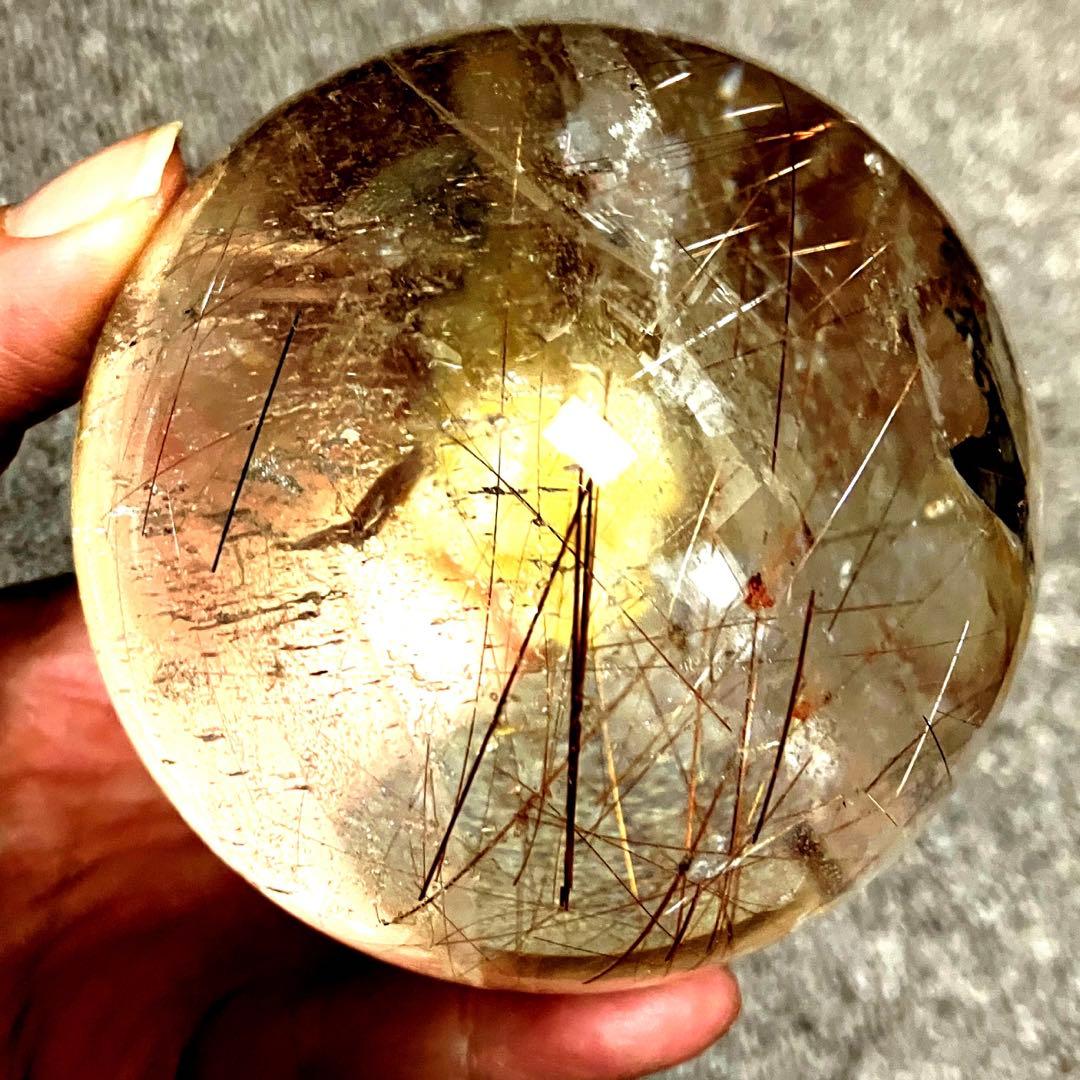 超特大　83mm ゴールドレッドブロンズルチルクォーツ　金針水晶　パワーストーン