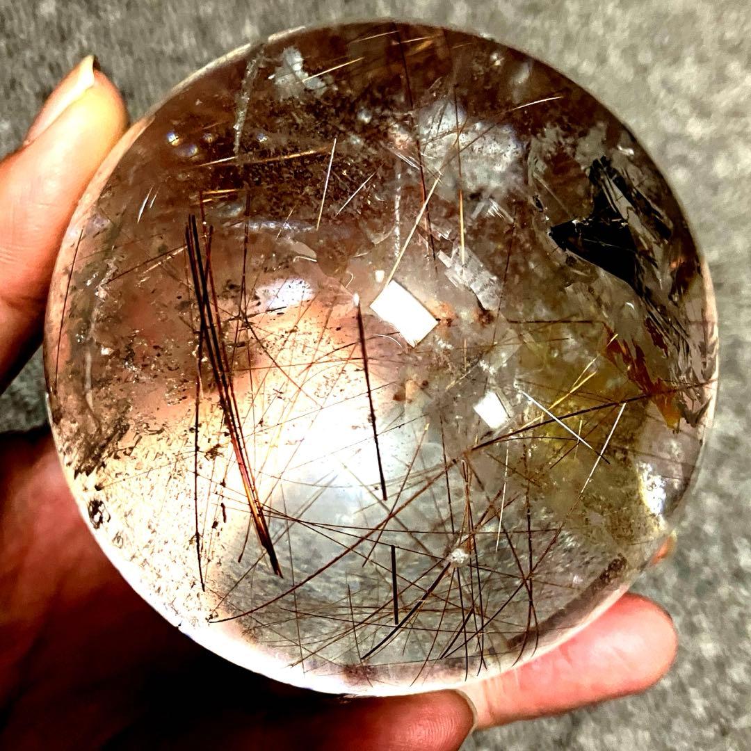 超特大　83mm ゴールドレッドブロンズルチルクォーツ　金針水晶　パワーストーン