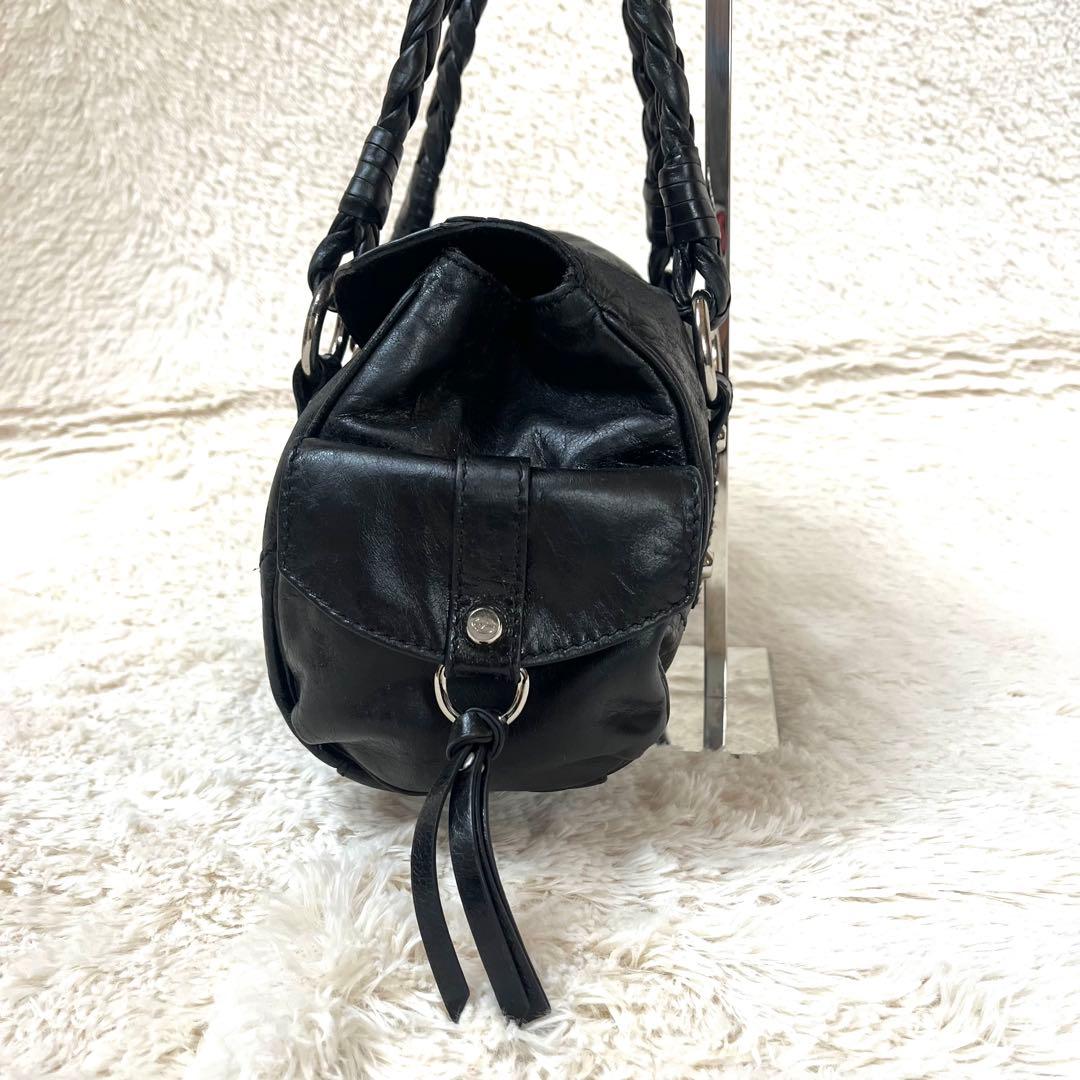 francesco biasia ハンドバッグ レザー 黒 編みこみ y2k