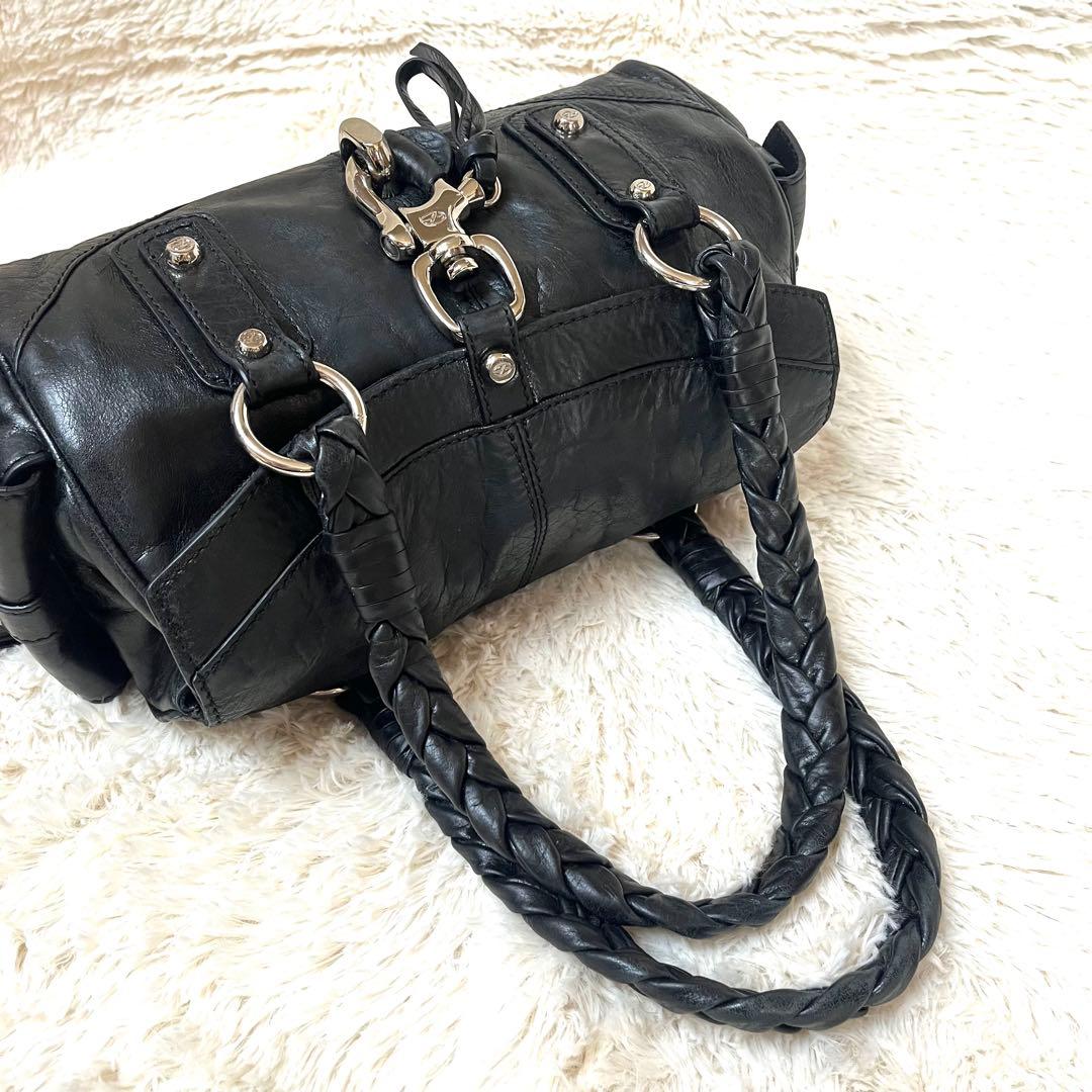 francesco biasia ハンドバッグ レザー 黒 編みこみ y2k