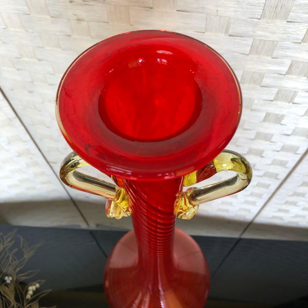 た60●豪華❗️高63cmツイスト 琉球ガラス花瓶