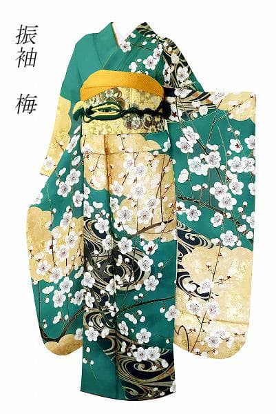 ★専用★美品 振袖 緑 枝梅 雲取 流水 金彩加工 身丈160cm お洒落
