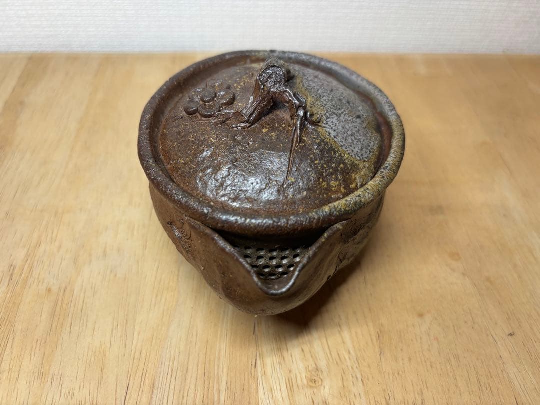 ㊺備前焼 宝瓶 登り窯 梅 うめ ウメ 手びねり 急須