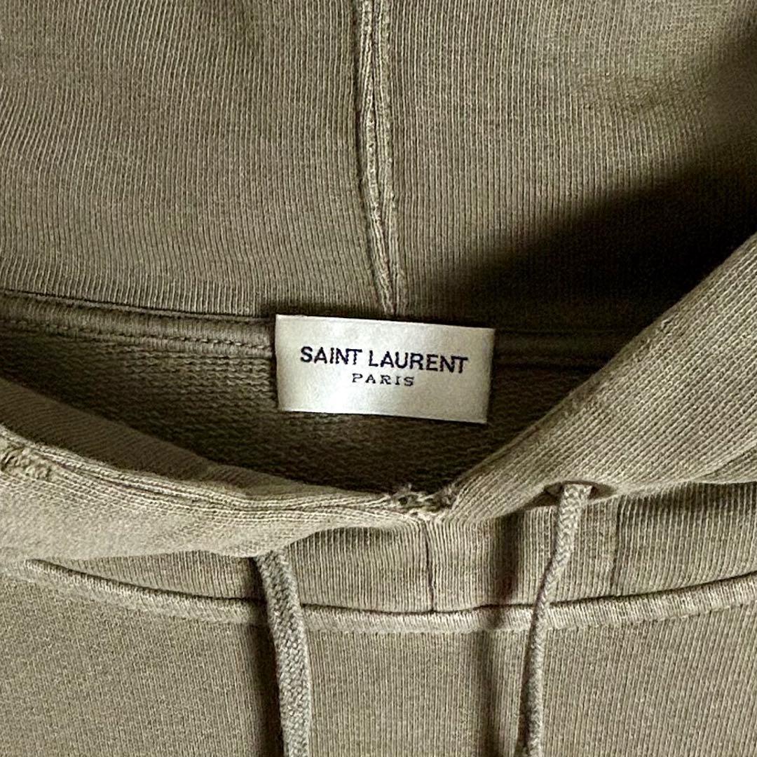 [希少デザイン]サンローランパリロゴプリントダメージ加工パーカーXXL