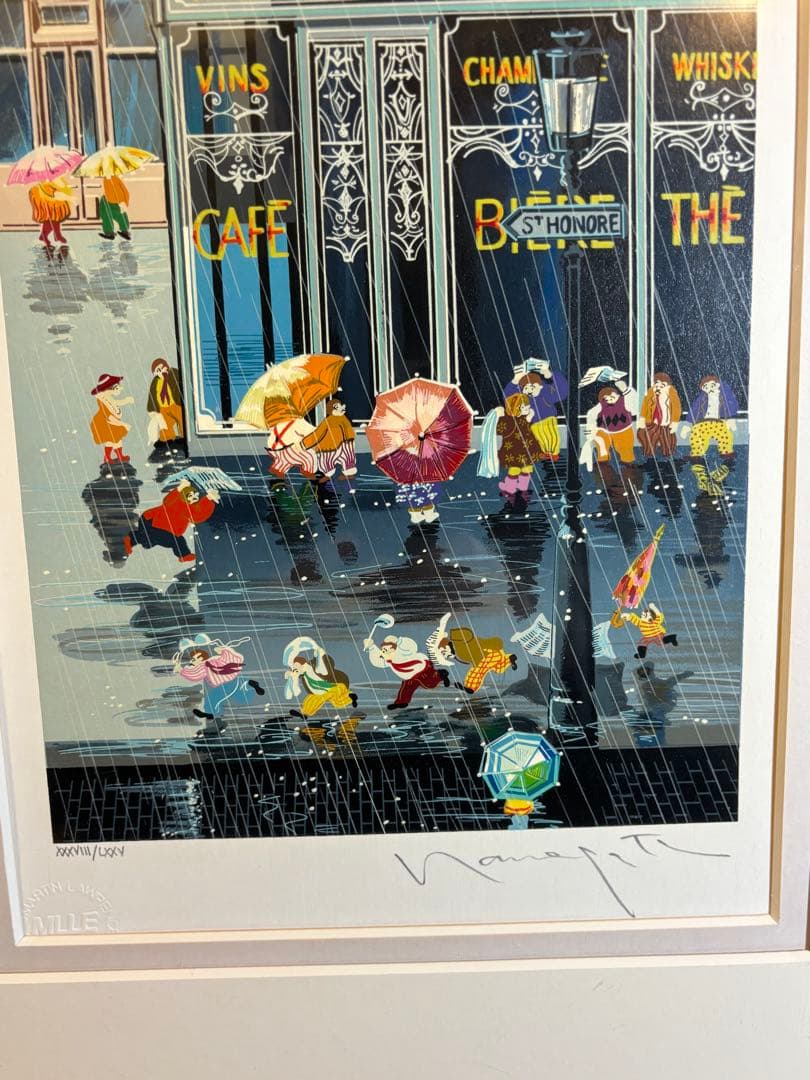 [真作] ヒロ・ヤマガタ 秋『土砂降り』 シルクスクリーン 75/38直筆サイン