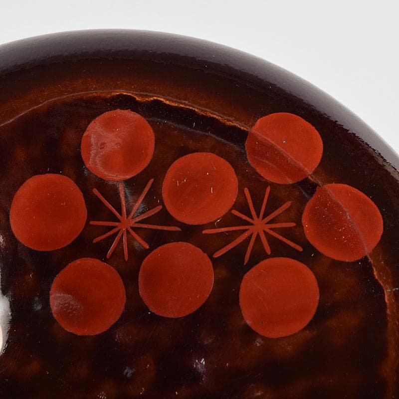 茶道具　塗師　近藤道恵作　織部好写　梅香合　花押有　共箱二重箱　V　R9513