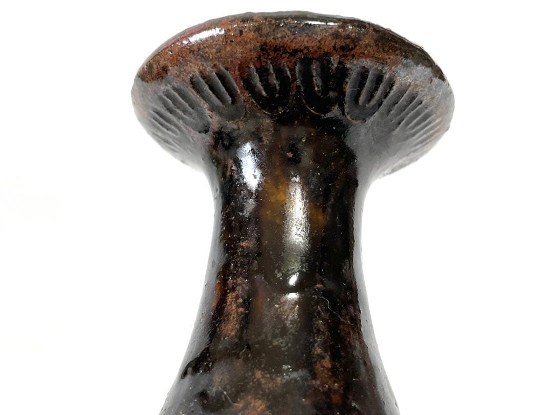 作家物　船木道忠　黒釉　徳利　民芸　民藝　布志名　舩木研児　バーナードリーチ