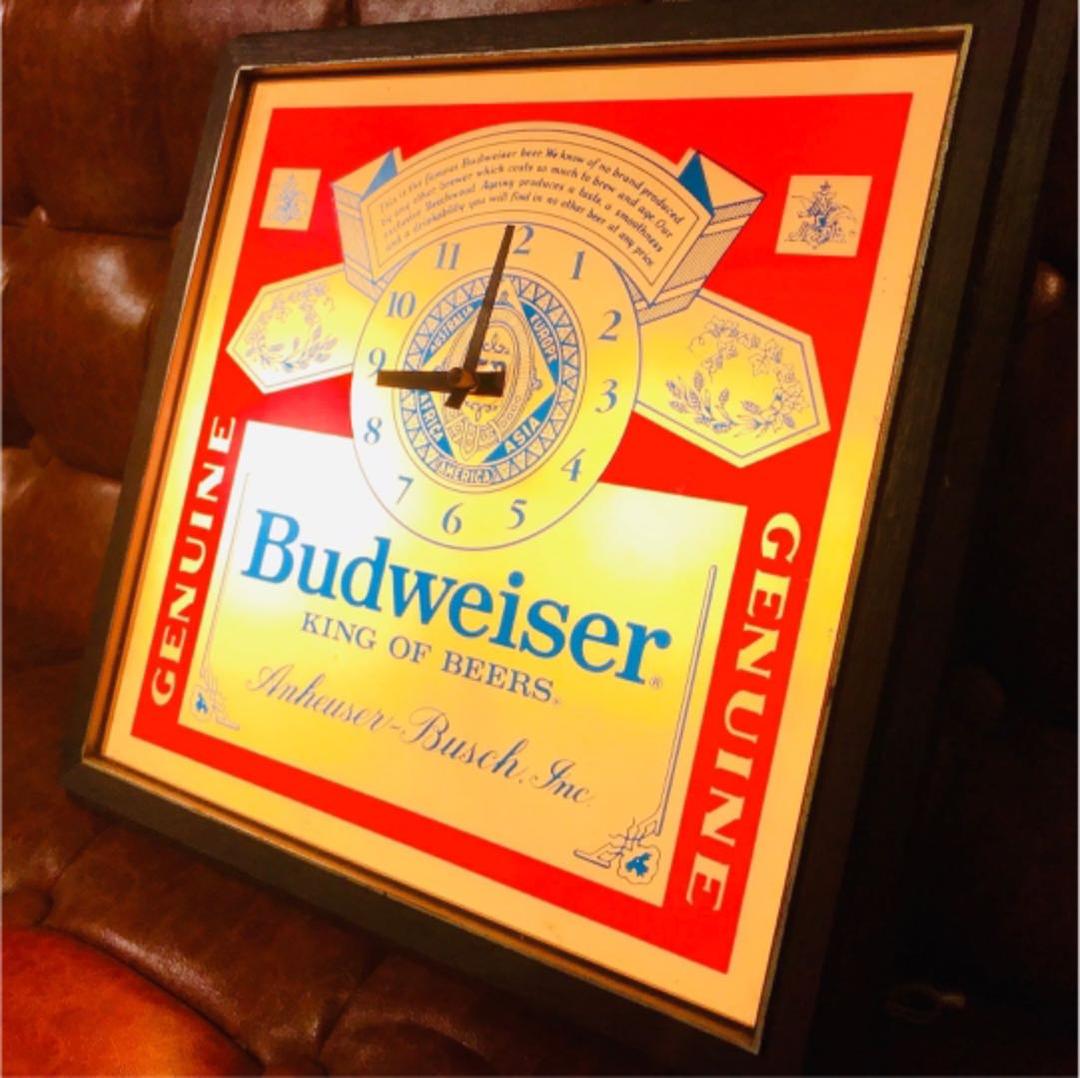 アメリカ直輸入 バドワイザービール ビンテージ クロックライト パブサイン バー