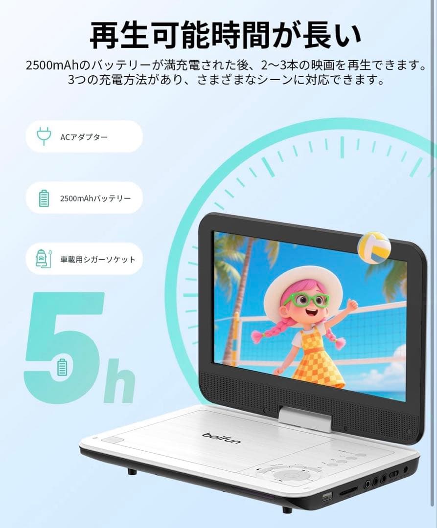 ポータブルDVDプレーヤー 1024 * 600HD