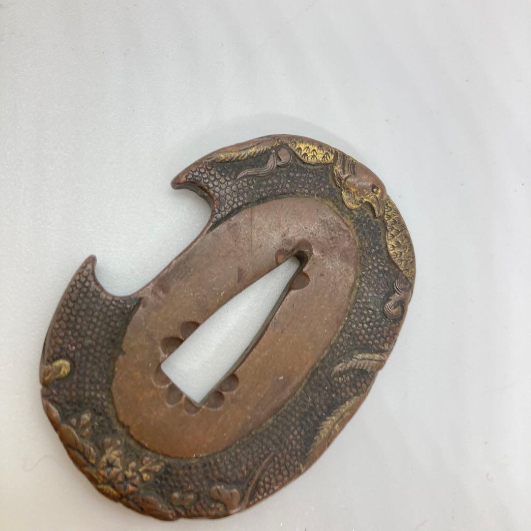 121806 アンティーク金工　刀剣　五三の桐鳳凰　柄　かんざし　帯留めに