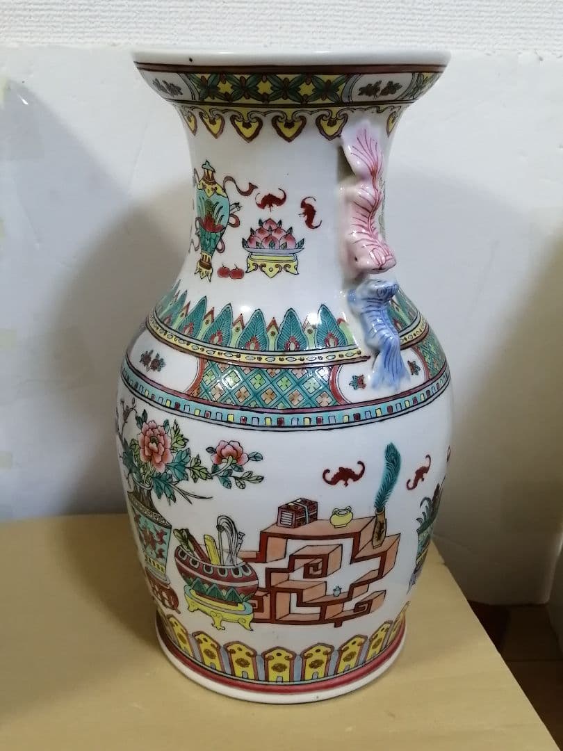 花瓶 窯印:大清同治年製 時代物 高約37cm 送料無料