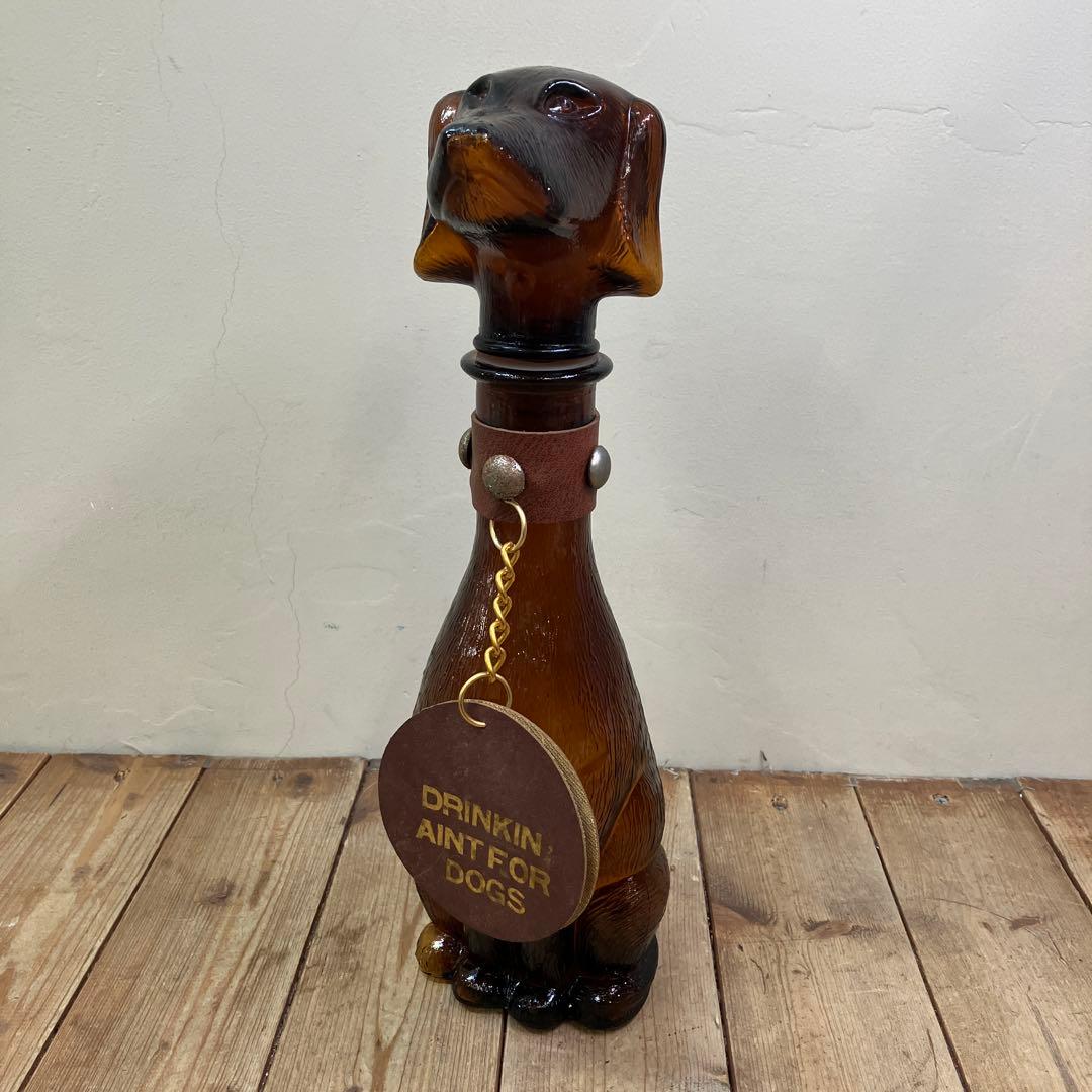 D-4 ヴィンテージ ダックスフント デキャンタ デカンタ アンバーガラス 犬型