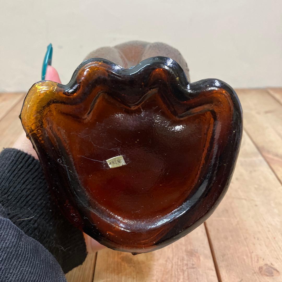 D-4 ヴィンテージ ダックスフント デキャンタ デカンタ アンバーガラス 犬型