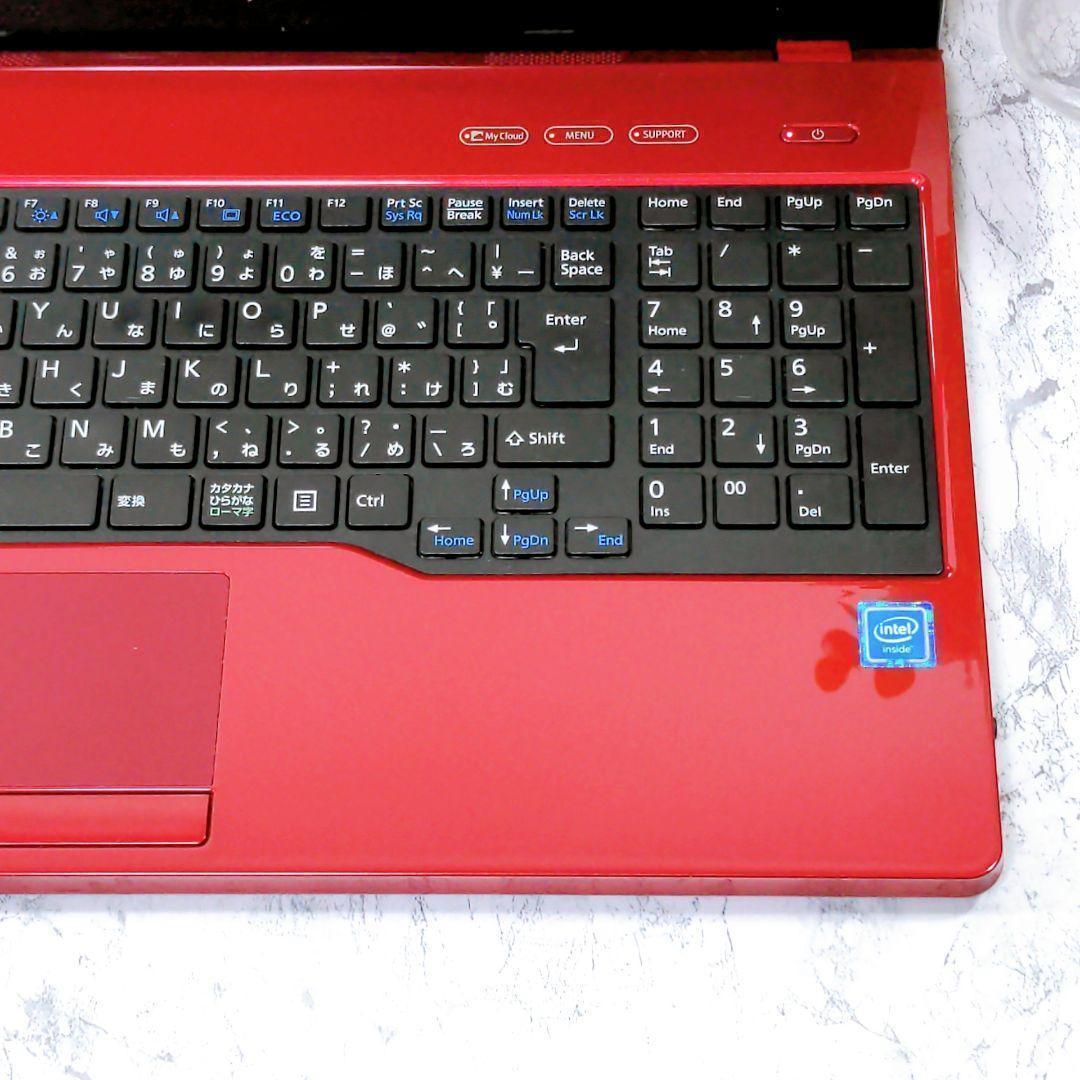 5F1 富士通 赤 レッド ノートパソコン 8GB 高速SSD カメラ付き