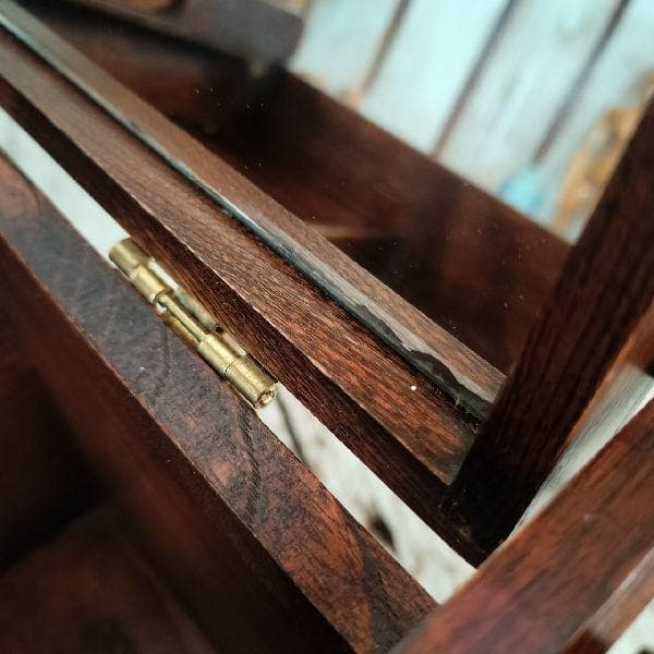 80-90s ヴィンテージ 無垢材 ミラー 付 メイク ボックス ドレッサー 鏡