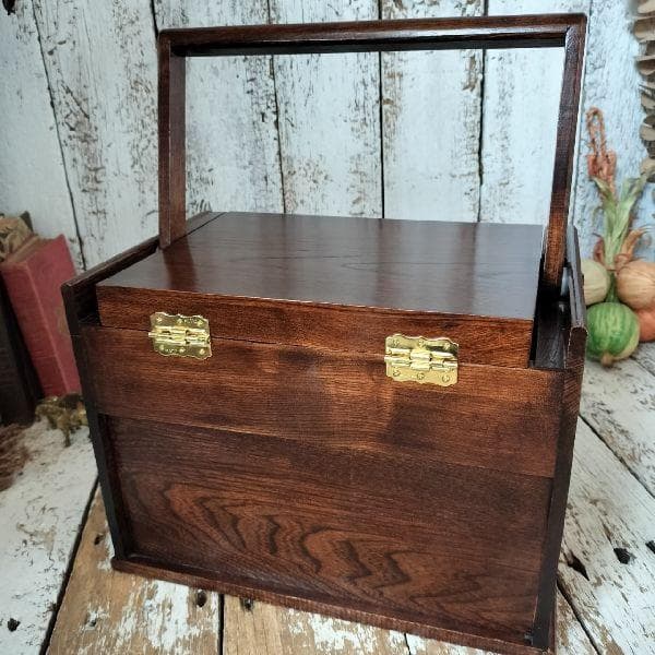 80-90s ヴィンテージ 無垢材 ミラー 付 メイク ボックス ドレッサー 鏡