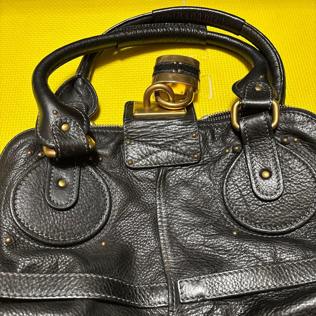 Chloe黒のレザーハンドバッグ 032-038
