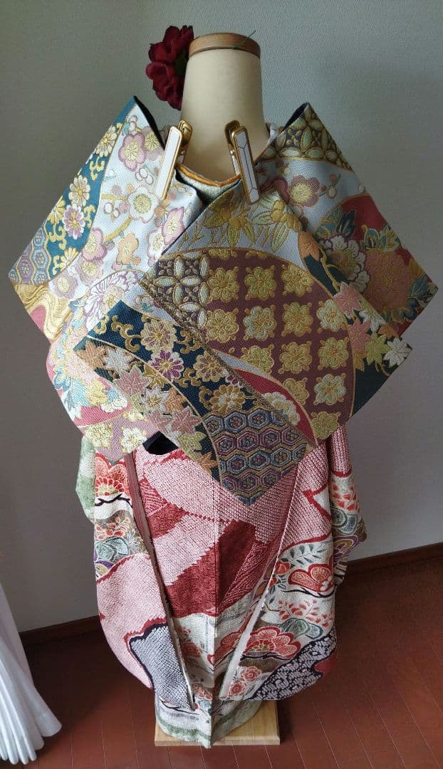 ゆうこ様　424.総絞り　振袖と袋帯の２点セット 正絹　フルセット　成人式