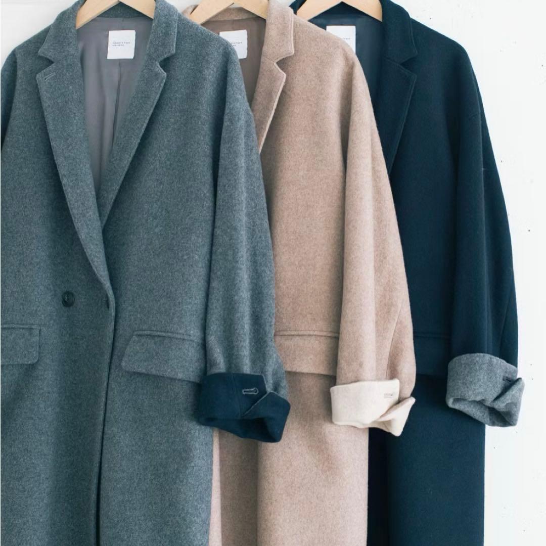 北欧暮らしの道具店　3WAYアレンジ襟のかろやかチェスターコート　グレー