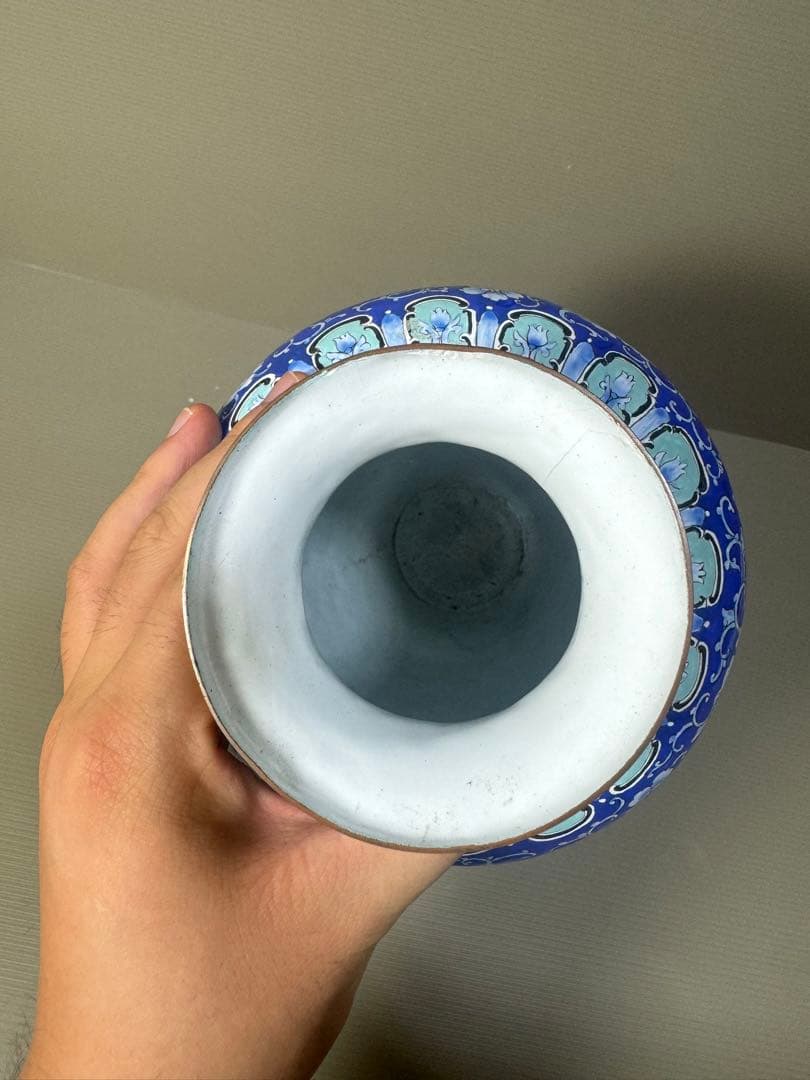 2309 七宝焼　花鳥文　琺瑯　花瓶