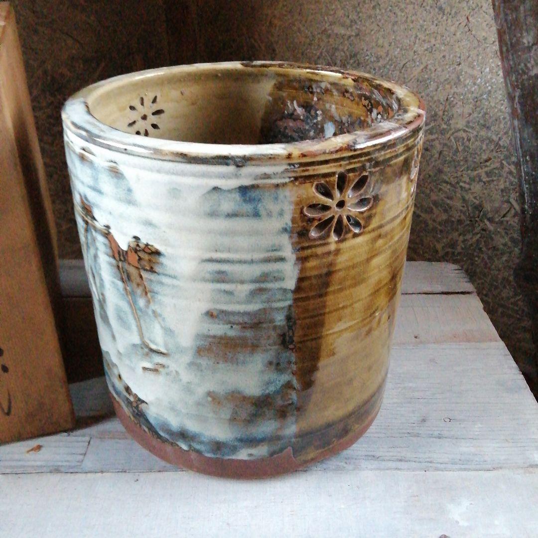 瀬戸焼　沈入変釉火鉢　26cm　昭和中期